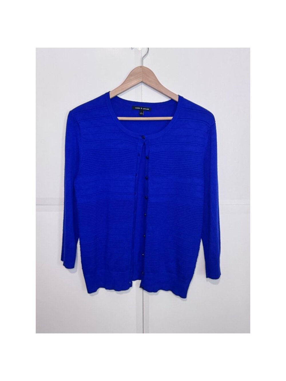 Cable & Gauge 3/4 Sleeve Royal Blue Cardigan Women's Large